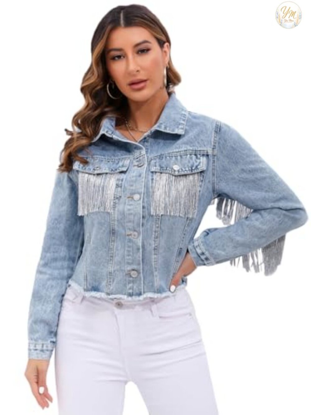 Fringe Denim Jacket Oversized Washed Jean Coat Festival